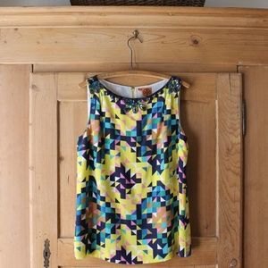 Tory Burch~ Multi Color~Geometric Design Top~Sz 10